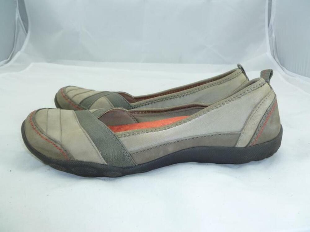 CLARKS  6 BROWN USED COMFORT LEATHER FLATS/SHOES/SLIP ONS/SLIDES/LOAFERS 13291